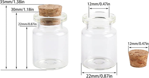 MaxMau 100 Count Small Glass Bottles with Corks, 5ml Tiny Vials Clear Mini Jars for Art Crafts Storage