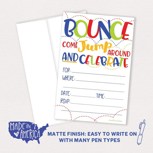 Bounce House or Jumping Party Invitations with Envelopes (20 Count)