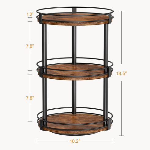 3 Countertop 10.2" 10.2" 18.5", Snughome Lazy Susan Organizer, Tier Rotating Spice Rack, Turntable Lazy Susan Kitchen