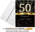 50th Birthday Party Invitations, 5x7 Black & Gold Cards with Envelopes and Gold Metallic Pen (Pack of 25)