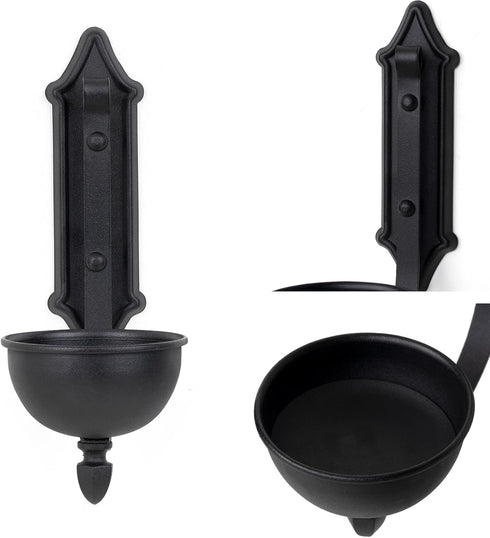 Set 2 Aimto Wall Sconce Candle Holder Black Wall-Mount Metal Candle Holders Hanging Iron Wall Candle Sconce
