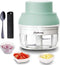 Electric Garlic Chopper Mini, Garlic Masher Crusher, Food Processor Small with Peeler and Spoon (100ML/3.3FL OZ, Green)