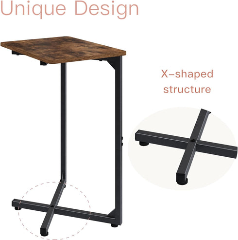 Generic ET-X-BRW1 NEFROM C-Shaped End Table, Small Couch Side Table, Sofa TV Tray Table for Living Room, Bedroom