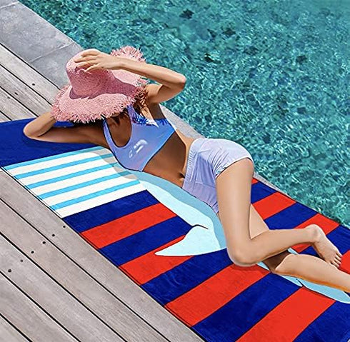4-Pack 100% 34"x63" Swimming YIFONTIN Beach Towels Cotton Extra Large XL Soft Absorbent Velour Throw Blanket Gift