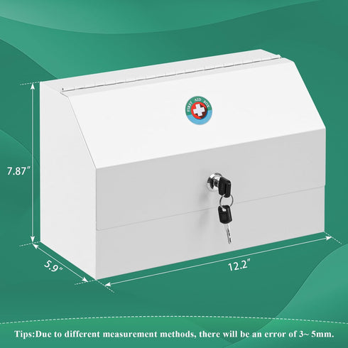 12.2 5.9 7.87 inch KYODOLED Wall Mount Medicine Lock Box, Drug Cabinet with Key, Large Capacity Secure Steel