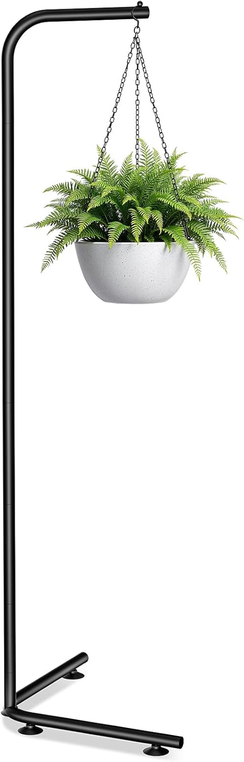 Zononoca Hanging Plant Stand Indoor, Corner Plant Stands for Indoor Plants, Black Metal