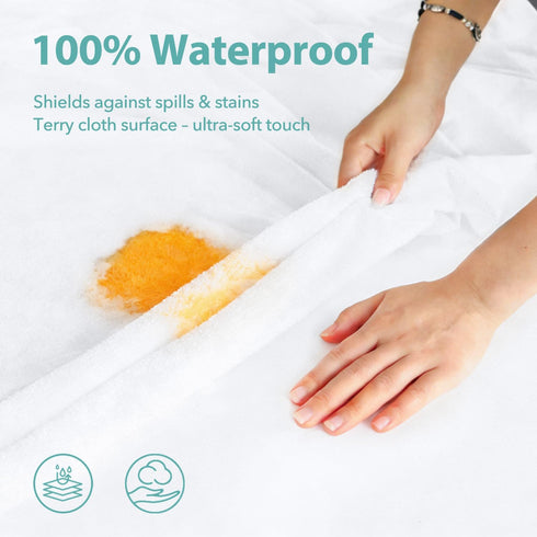 18 Queen Mattress Protector Waterproof- Washable Mattress Cover Queen Size Fitted Bed Pad Noiseless Plastic Protection