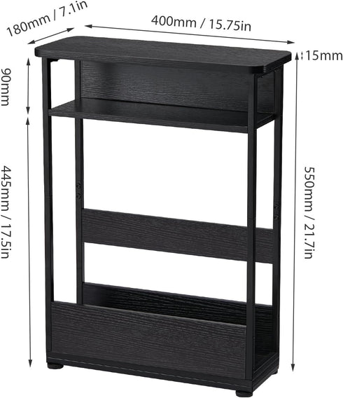 Table,3-Tier Narrow Side Slim End Table with Storage Shelf,Modern Sofa Table Thin Side Table for Narrow and Small