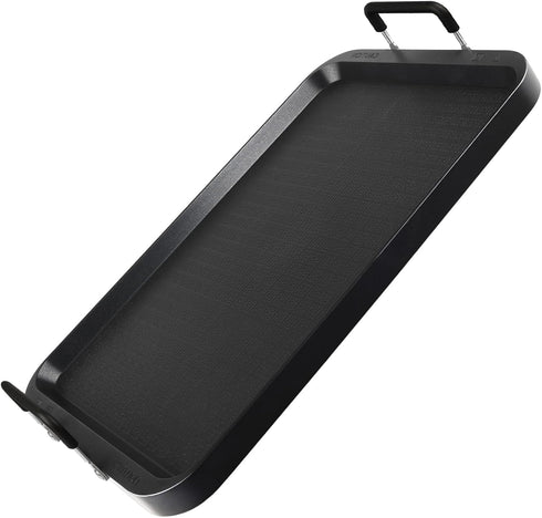 Non-Stick Aluminum Flat Griddle, 17" x 10.5" Double Burner Griddle for Glass and Gas Stove, Great for Breakfast and BBQ