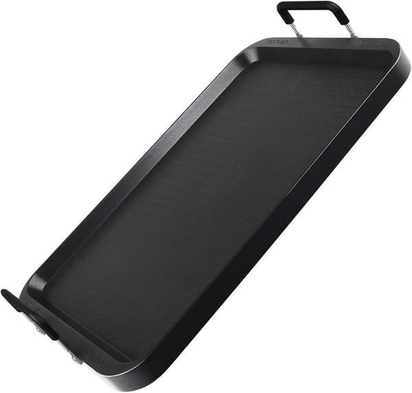 Non-Stick Aluminum Flat Griddle, 17" x 10.5" Double Burner Griddle for Glass and Gas Stove, Great for Breakfast and BBQ