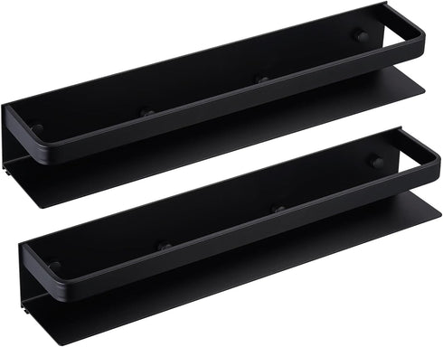 KES 16 Inch Aluminum Spice Rack Organizer, Wall Mount Seasoning Holder, Anodized Black, 2 Pack, KSR401S40-BK-P2