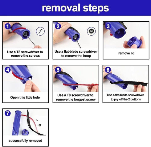 4 Replacment V8,V10 1 Pcs Strips for Dyson Vacuum Cleaner Rolling Brush Strips, with Screwdriver