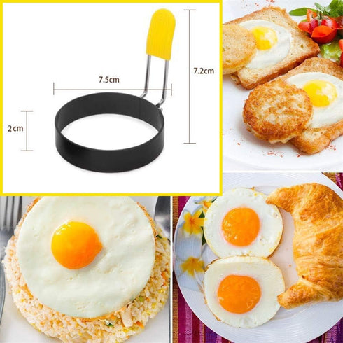Egg Ring for Frying Eggs and English Muffin - Round Shaper Mold with Anti-scald Handle - Stainless Steel Non-stick