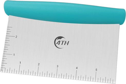 4TH Bench Scraper, Professional Stainless Steel Dough & Pastry Cutter, Multi-Purpose Kitchen Essential - Turquoise