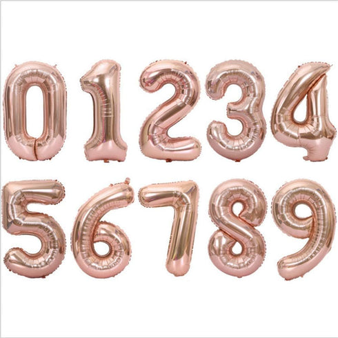 Balloon Number, 40 inch Rose Gold Foil Balloons Numbers Mylar 0-9 for Birthday Party, Wedding, Bridal Shower