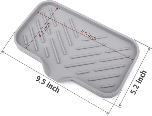 Silicone Kitchen Sink Tray Soap Tray Soap Dish Holder Sponge Holder with Built-in Drain Lip, Countertop Sink Kitchen Organizer Tray for Dish Soap/Sponge/Brush,Large Size by Anwenk
