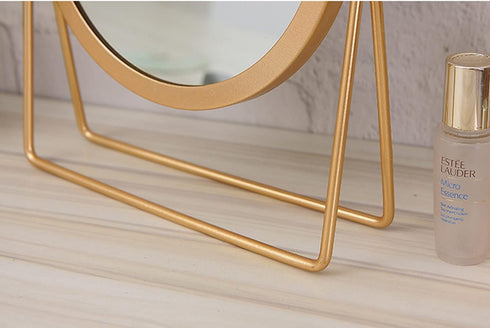 Geschaft Golden Tabletop Makeup Mirror, 360° Rotation, Round Swivel Desktop Stand, 7.1''