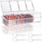 Clear Seasoning Box 4 PCS/Set, Acrylic Spice Rack with Spoon, Lid & Tray for Salt Pepper Sugar