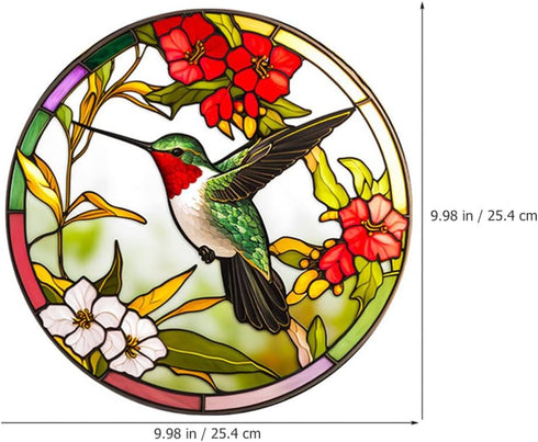 Stained Glass Hummingbird Window Clings, Anti-Collision Decals for Summer Window Decoration