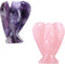 Jovivi 2pcs Amethyst Rose Quartz Crystal Angel Figurines, 1.5 Inch Polished Pocket Guardian Angel Statue for Home Decor