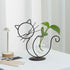 TJ Global Cat Glass Planter Vase Holder, Plant Terrarium, Propagation Station, Metal Stand for Hydroponics Plants Home