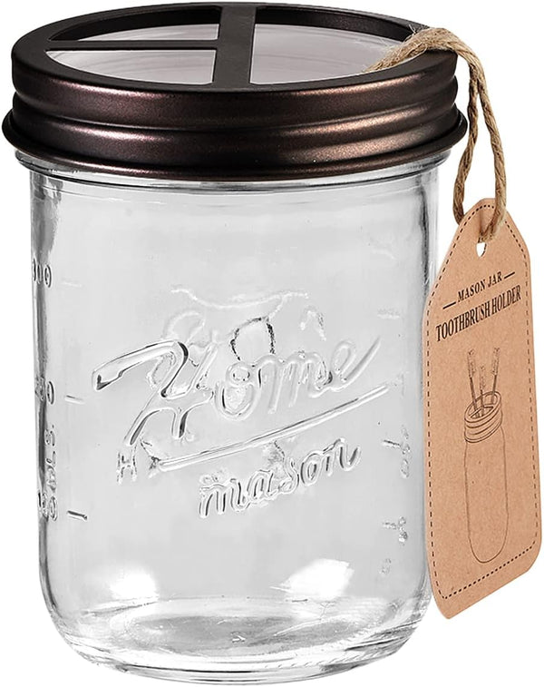 SheeChung Mason Jar Toothbrush Holders, Bathroom Accessories and Organizers, Glass Holders for Bathroom