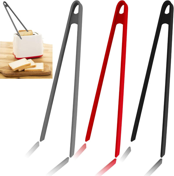 3PCS Silicone Toast Tongs, 11.8 Inch Anti-Slip Kitchen Tongs for Cooking, BBQ Grilling, Pan Fried Steak