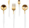 Serving Utensils Set of 5, Matte White Gold Large Spoon, Slotted Spoon, Serving Fork, Sugar Spoon, Butter Knife