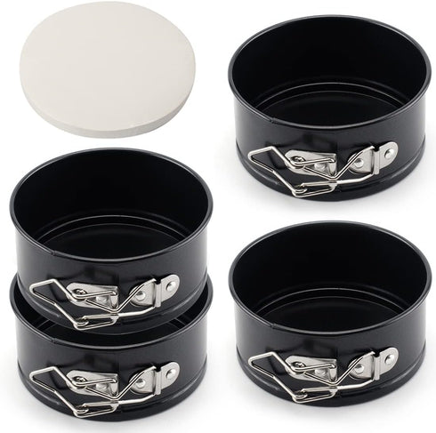 Tellshun 4 Inch Springform Pan Set, 4 Pieces Round Nonstick Bakeware for Mini Cheesecakes, Pizzas, Quiches