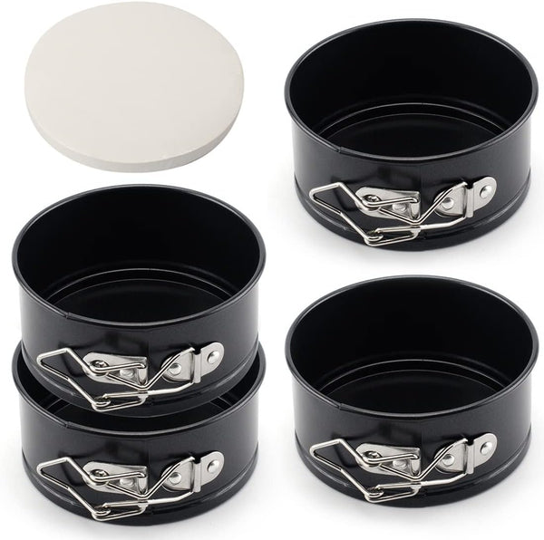 Tellshun 4 Inch Springform Pan Set, 4 Pieces Round Nonstick Bakeware for Mini Cheesecakes, Pizzas, Quiches