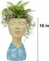 5x6x10.5 Inch DiliComing Face Planter Pot Head Planter - Resin Blue Boy Head Planters for Indoor Outdoor Plants