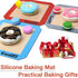 8 Inch Square Silicone Baking Mat, Set of 3 for 8 Inch Cake Pan, Silicone Mat for Baking Sheet (Red, Blue, Grey)