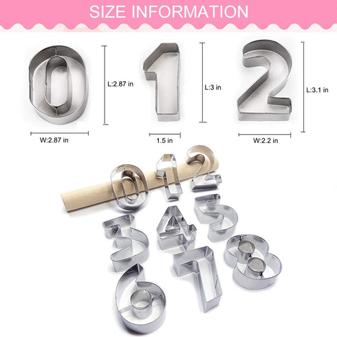 Large Number Cookie Cutters Set - 9 Piece Stainless Steel 3 Inch Numbers for Kitchen Baking