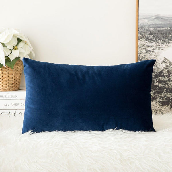 MIULEE Velvet Pillow Cover, Soft Luxury Decorative Throw Pillow Cover, 12x20 Inch Dark Blue for Couch Sofa Bedroom
