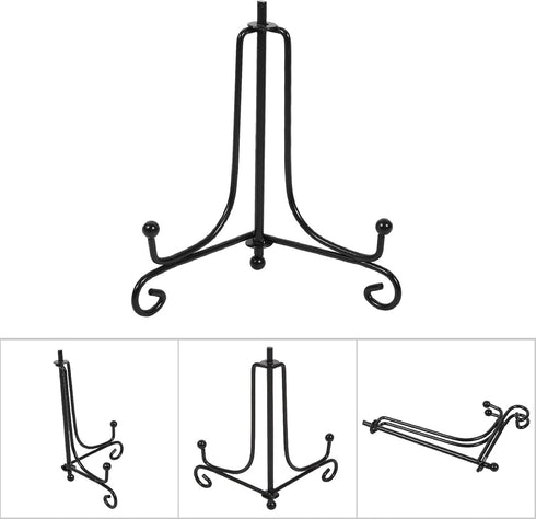 Iron Display Stand, 4 to 12 Inch Classic Easel for Bowl, Plate, Photo Frame, Book, Black
