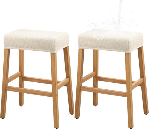 2 Pack Counter YISUN Stool Covers Rectangle - Stretch Waterproof Saddle Seat Cover Bar Stools Bar Chairs Covers Kitchen