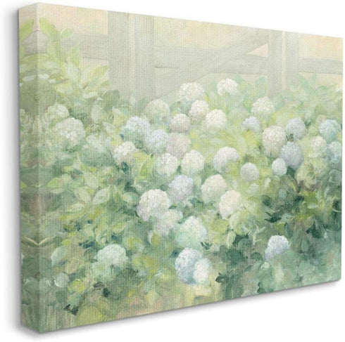 Stupell Industries Floral Blue White Hydrangea Garden Painting, 16x20 Canvas Wall Art by Julia Purinton.