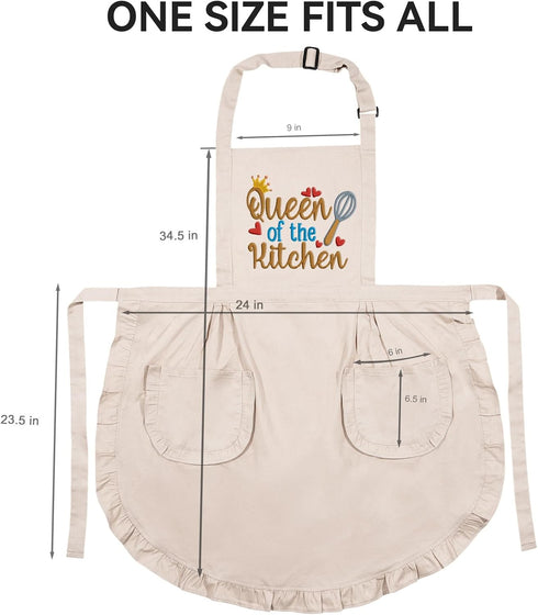 Fairy's Gift Funny Cooking Aprons for Women, Embroidered Cute Baking Apron with Pockets