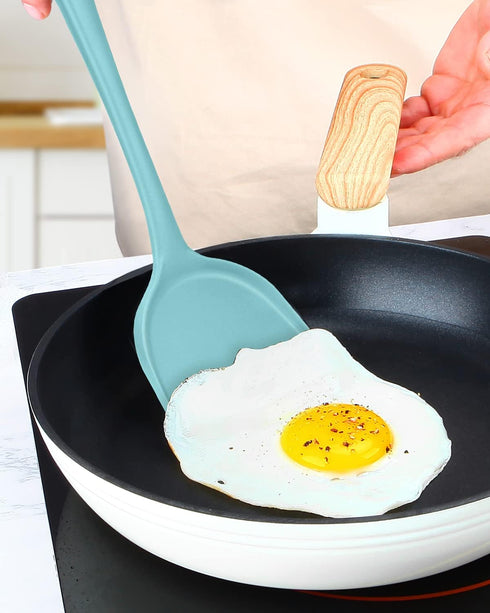 Pack of 2 Non-Stick Silicone Wok Spatula - Heat Resistant, Easy to Clean, Dishwasher Safe Kitchen Utensil