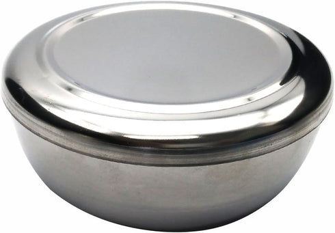 GARASANI 3 Pack Korean Traditional Stainless Steel Rice Bowl with Lid Set - Good Fortune (Silver 3Pcs)