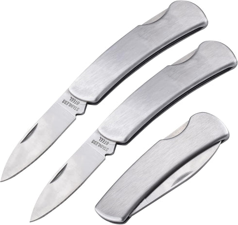 Kocpudu Paring Knife, All Steel Foldable Fruit Knife, Small and Easy to Carry, 3 Pieces