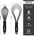 Walfos Whisk Combo, 11inch Flat Whisks and 10inch Balloon Whisk, Silicone Whisks for Cooking, Non Scratch Coated