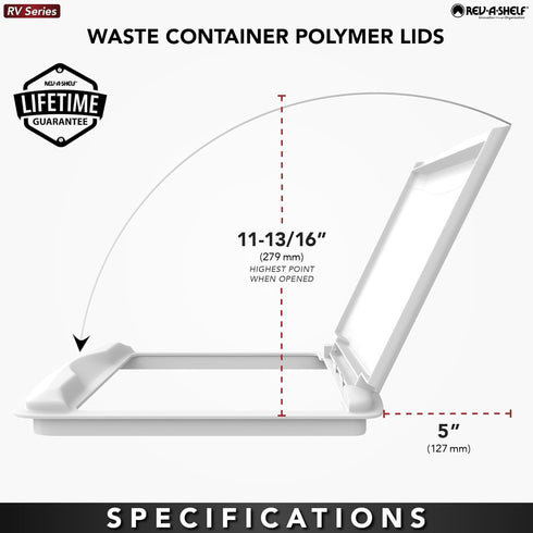 Rev-A-Shelf 50 Qt Under Sink Garbage Can Lid, Replacement Plastic Trash Bin Lid, Silver