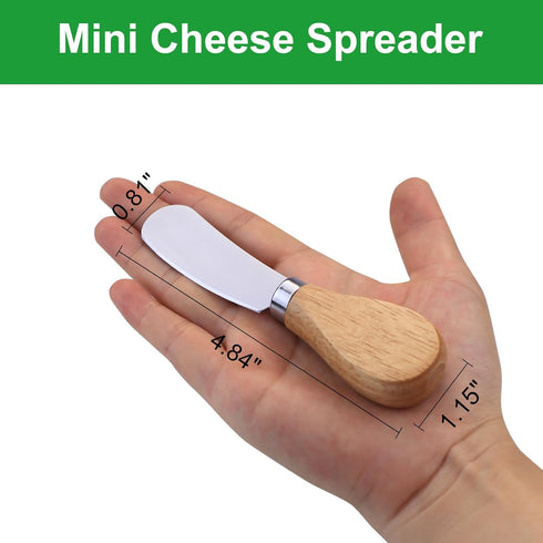 10 Pcs Cheese Spreader Knives, Mini Butter Knife Spreader with Wooden Handle, Stainless Steel Cheese Knife Set for Charcuterie Board, Sandwich, Appetizers, Cocktail Spreading Knife by ProudMoore