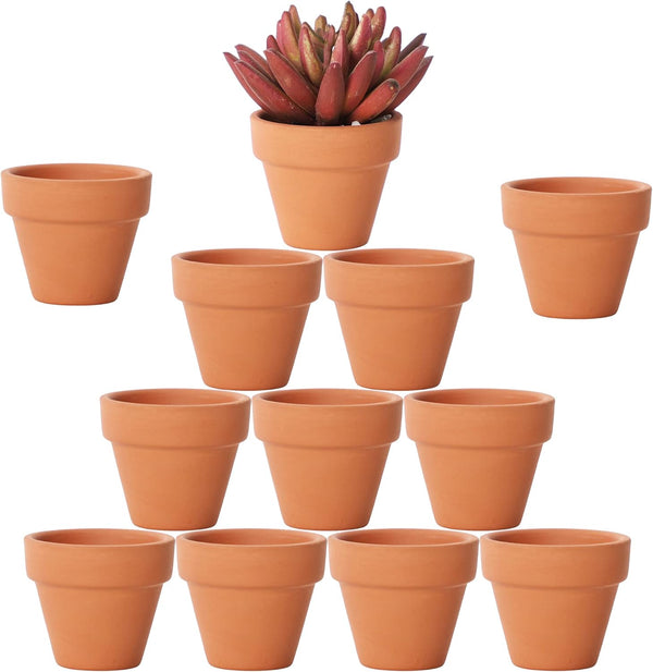 Yishang 1.9 Inch Tiny Terracotta Pots, Pack of 12 Mini Clay Pots with Drainage Holes for Tiny Cactus