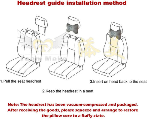 Tianmei 2 Pcs Memory Foam Car Headrest, Plain Color Neck Rest Support Pillow for Vehicle