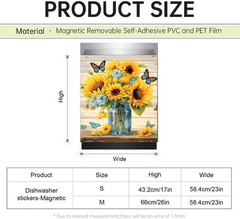 Generic Red Truck Magnet Dishwasher Front Door Covers, Spring Flower Kitchen Decor, Truck Dishwasher Panel Decal,
