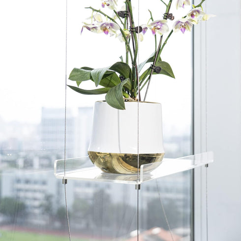 3-Tier Sumerflos Acrylic Window Boxes Plant Shelves for Windows, Acrylic Hanging Window Plant Shelves, Indoor Windows