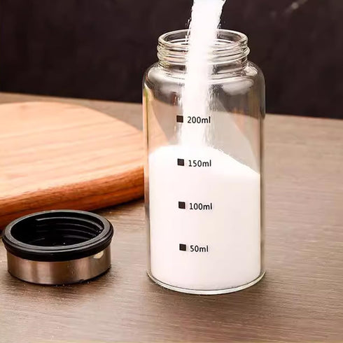 7 oz Salt Pepper Shakers, Adjustable Outlet Holes, Clear Glass Spice Bottles for Kitchen Decor and Home Accessories