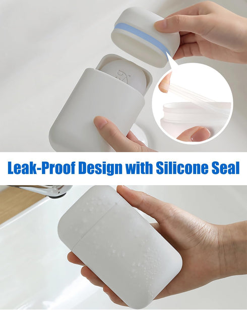 Minimalist Travel Soap Case with Removable Draining Tray, Leak-Proof Container with Silicone Seal, Gray, 1 Pack
